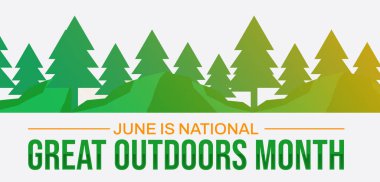 Haziran, dağlarla ve tipografiyle birlikte güneş ışığıyla ulusal açık hava ayı. Açık hava kapak tasarımı harika.