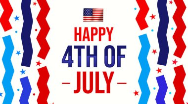  4 Temmuz arkaplan tasarımınız kutlu olsun. Merkezde tipografi ve Amerikan bayrağı var. ABD 'nin bağımsızlık günü duvar kağıdı arkaplanı