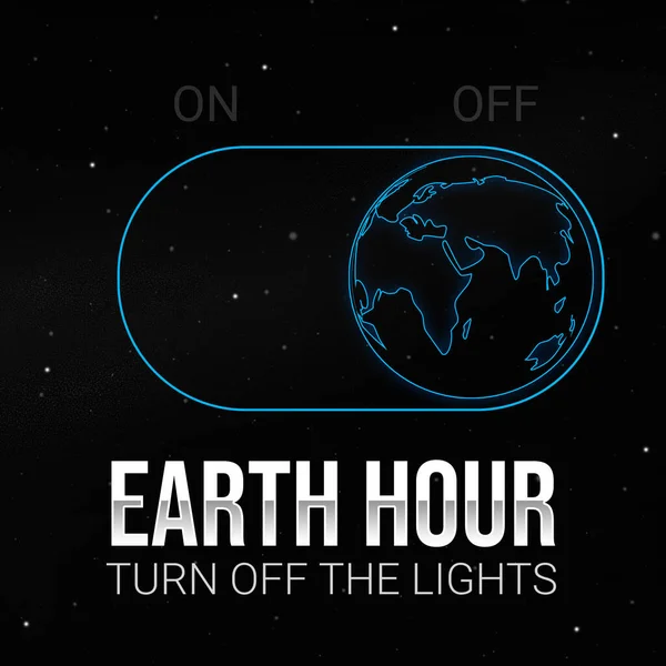 Earth hour background with light turning off button and typography. Turning off the lights concept wallpaper