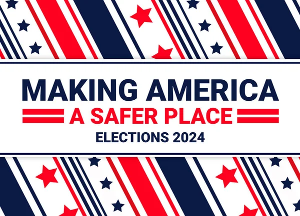 星やデザインで愛国的な背景にアメリカをより安全な場所タイポグラフィを作る 2024年大統領選挙の背景 — ストック写真