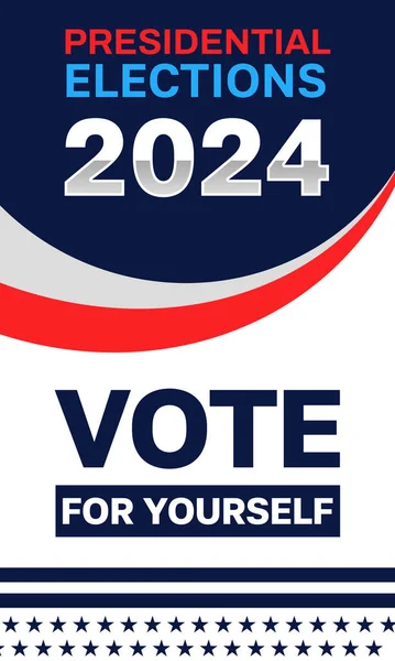 2024年总统选举垂直横幅设计与字体和爱国色彩 美国选举概念背景 — 图库照片