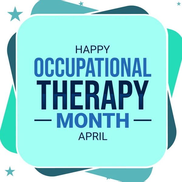 Happy Occupational Therapy month wallpaper with light blue color shapes and typography. Occupational therapy month background