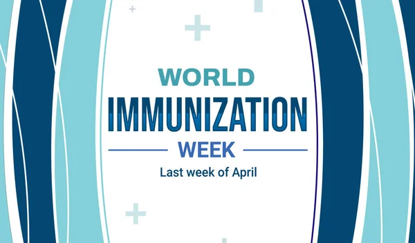 青い色の形とタイポグラフィで世界の予防接種の週の背景 国際予防接種週の背景 — ストック写真