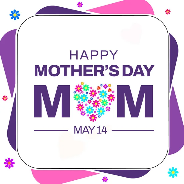 タイポグラフィと花で幸せな母の日の壁紙 国際的な母の日の背景デザイン — ストック写真