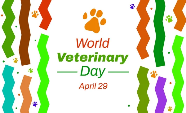 World veterinary day background with animal paw and typography