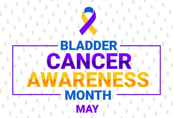 Bladder Cancer Awareness month may background with colorful ribbon and typography. Awareness month for bladder cancer backdrop design
