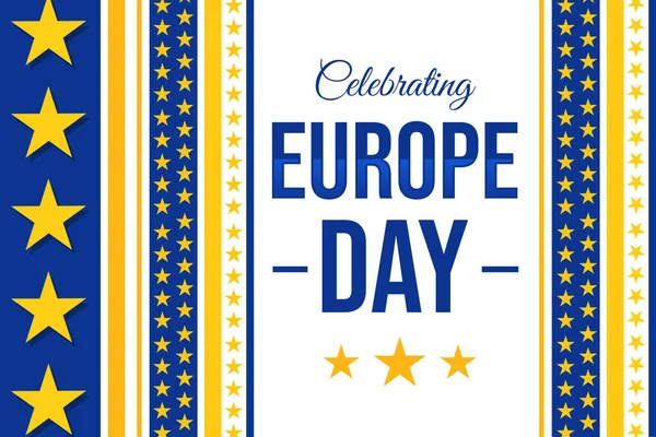 Celebrating Europe Day background design with blue shapes and yellow stars. Europe day wallpaper design