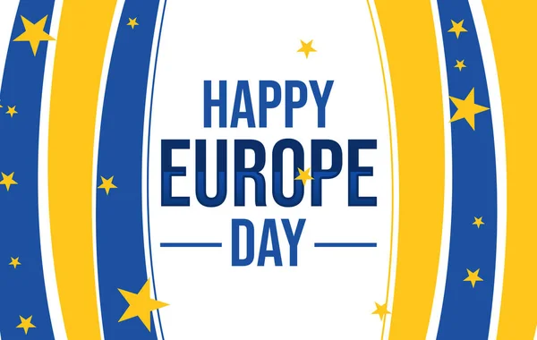快乐的欧洲日用墙纸设计 旁边有星星和五彩斑斓的蓝色图案 旁边有字体 — 图库照片