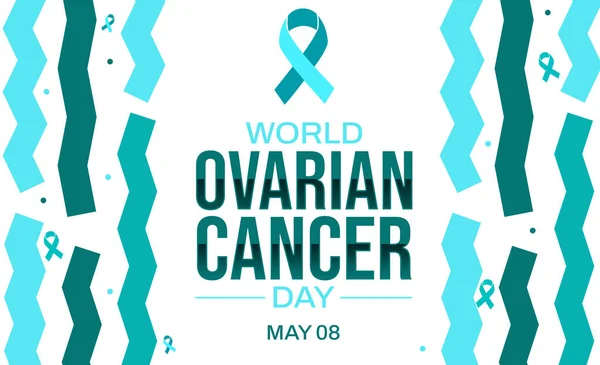 World Ovarian Cancer day backdrop with ribbon and typography