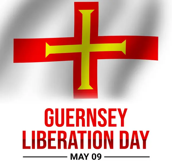 Dia Libertação Guernsey Papel Parede Com Bandeira Ondulada Tipografia Dia — Fotografia de Stock