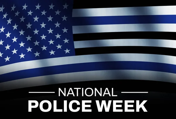 National Police Week wallpaper with Waving flag in the background and typography. Police Week backdrop design