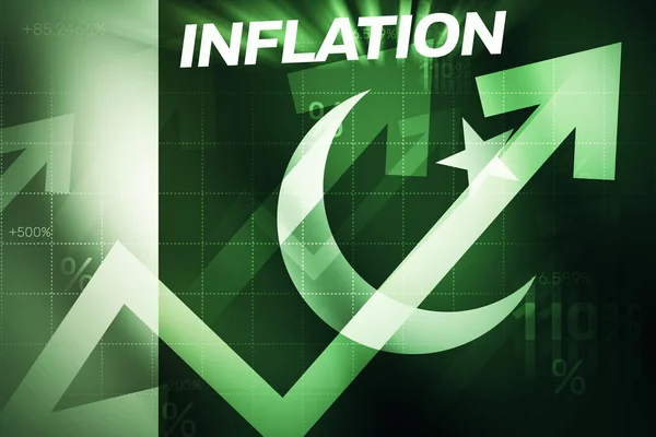 巴基斯坦高通胀的概念背景与不断增长的图表和设计 巴基斯坦高增长的通货膨胀概念背景 — 图库照片