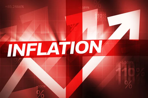 Fondo Concepto Alta Inflación Inglaterra Con Bandera Ondeante Gráficos Rojos — Foto de Stock