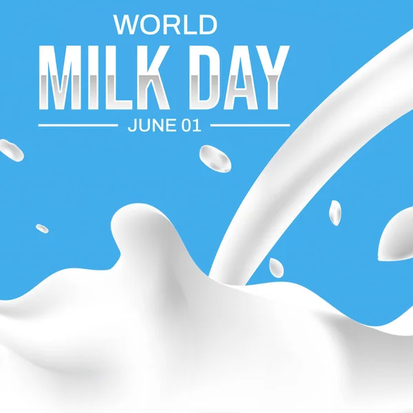 World Milk Day Background Milk Pouring Design International Milk Day — Stock Photo, Image
