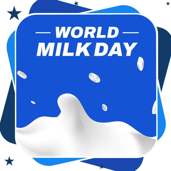 World Milk Day Wallpaper Milk Splash Blue Color Design Concept — Stock Photo, Image