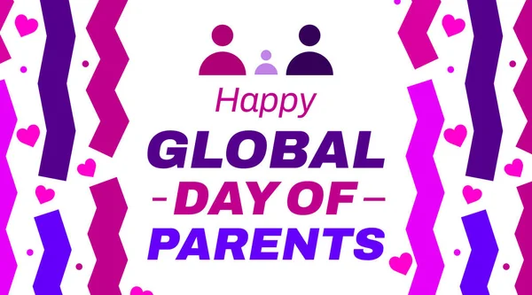 Glad Global Day Föräldrar Med Färgglada Former Och Kärlek Symbol — Stockfoto