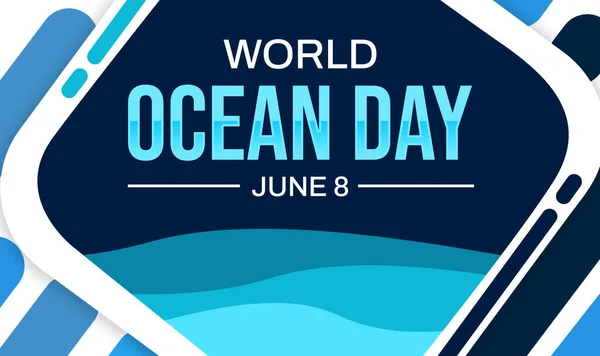 World Ocean Day Background Water Waves Blue Typography Center Ocean — Stock Photo, Image