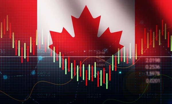 stock image Stock market of Canada concept background with waving flag and trading charts backdrop