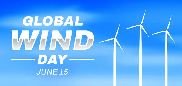 Global Wind Day Wallpaper White Typography Blue Sky — Stock Photo, Image