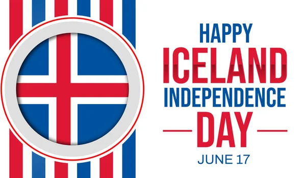 快乐冰岛独立日墙纸与国旗和字体的一面 冰岛独立日 背景设计 — 图库照片