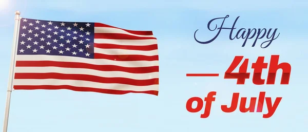 Feliz Dia Independência Julho Fundo Com Bandeira Americana Acenando Tipografia — Fotografia de Stock