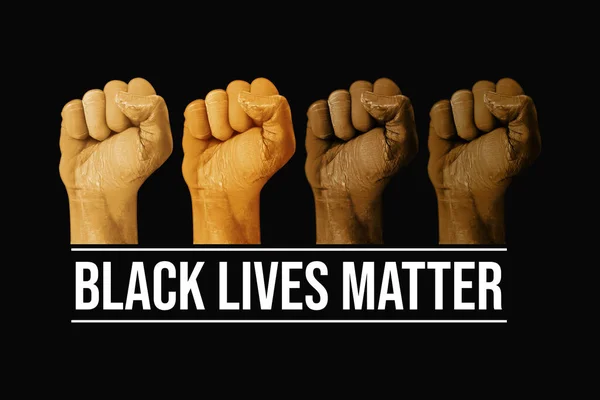 Black Lives Matter Design Conceitual Com Diversos Punhos Tipografia Preto — Fotografia de Stock