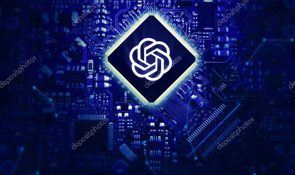 4.10, Pakistan. ChatGPT powers concept background with glowing chip and symbol on it