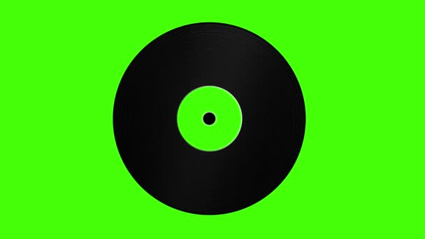 Roterande Musik Skiva Vinyl Med Grön Skärm För Nyckel Animation — Stockvideo