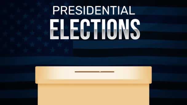 Animation Zur Präsidentschaftswahl Mit Stimmzettel Und Wahlurne Wahlkonzeptanimation — Stockvideo