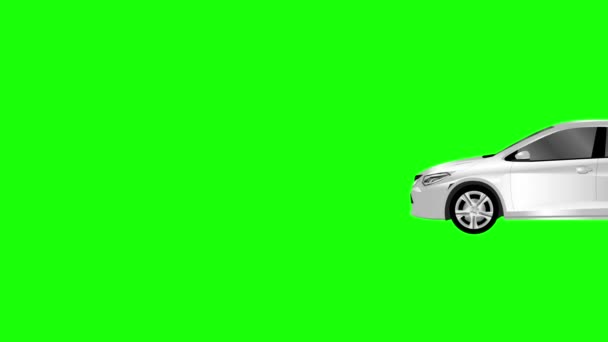 Анимация Белого Автомобиля Безseamless Loop Зеленом Экране Клавиатуры Фон Анимации — стоковое видео