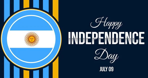 阿根廷独立日快乐的背景与国旗和字体 阿根廷爱国日背景 — 图库照片