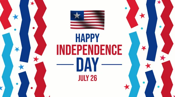 Happy Independence Day Greetings Liberia Background Design Waving Flag Colorful — Stock Photo, Image