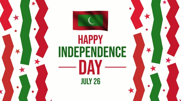 Maldiverna Självständighet Dag Tapet Med Viftande Flagga Och Färgglada Hälsningar — Stockfoto