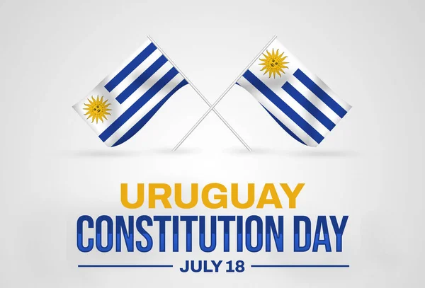 Contexto Dia Constituição Uruguai Com Bandeira Ondulada Desenho Tipográfico Sob — Fotografia de Stock