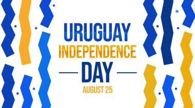 Uruguay bağımsızlık günü geçmişi mavi ve sarı renkli tipografiyle birlikte.
