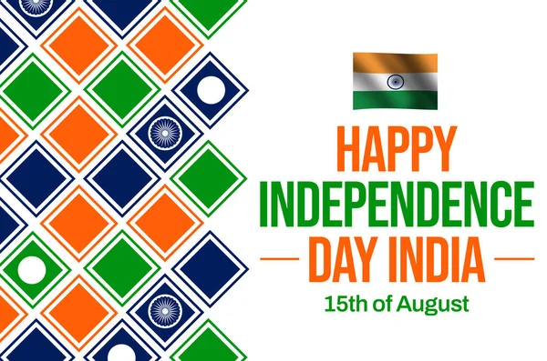 Happy Independence Day India Háttér Hazafias Színű Formák Tipográfia — Stock Fotó