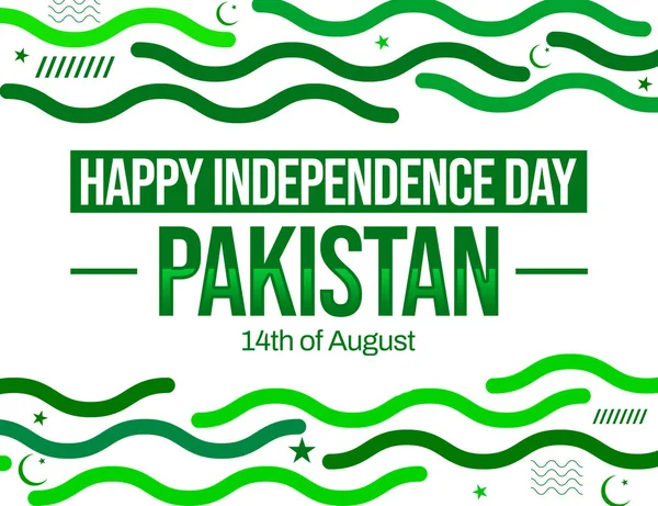 Šťastný Den Nezávislosti Pákistán Pozadí Design Zelených Barevných Tvarů Typografie — Stock fotografie