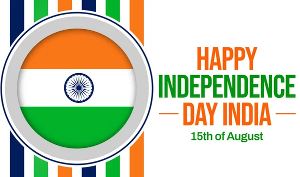 Carta Parati Indian Independence Day Con Bandiera Stile Distintivo Tipografia — Foto Stock