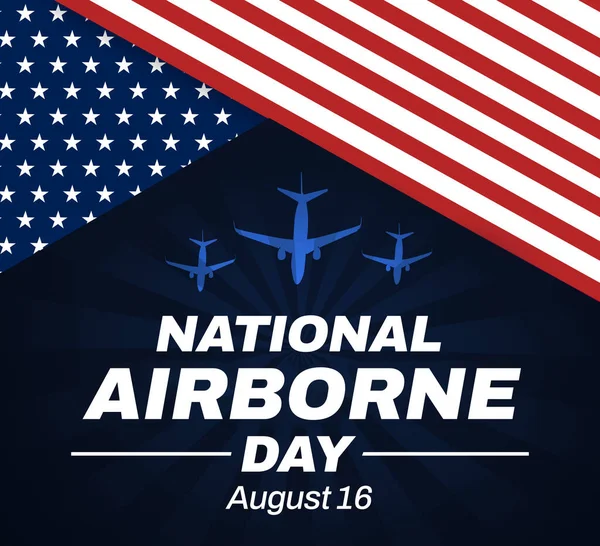 Εθνική Airbrone Ημέρα Πατριωτική Αμερικανική Σημαία Στο Παρασκήνιο Σχεδιασμός Τυπογραφίας — Φωτογραφία Αρχείου
