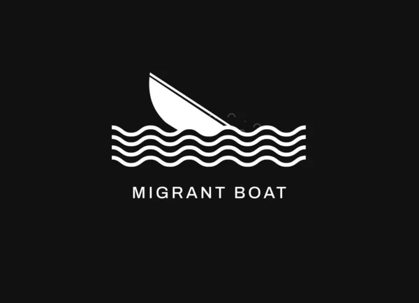 Концепция Бедствия Лодках Мигрантов Минималистским Дизайном — стоковое фото