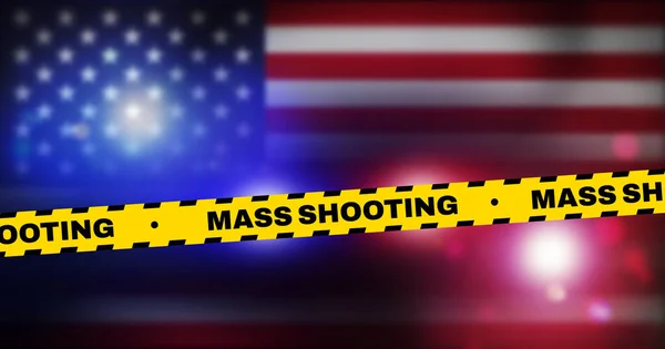 Mass Shooting Verenigde Staten Van Amerika Achtergrond Ontwerp Met Politie — Stockfoto