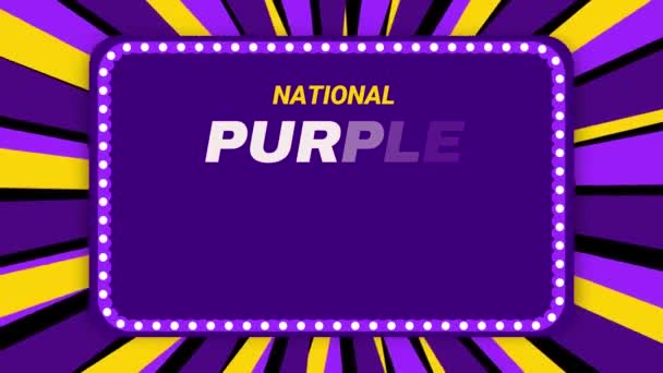 Purple Heart Day Animation Mit Bunten Patriotischen Formen Und Typografie — Stockvideo