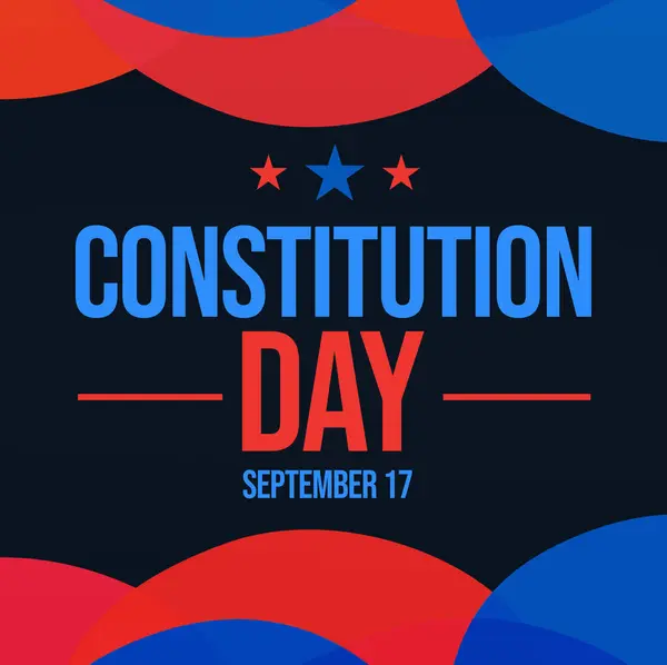 17일은 미국의 헌법의 타이포그래피와 다채로운 모양의 디자인입니다 — 스톡 사진