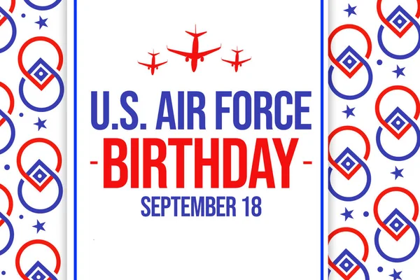 U.S. Air Force Birthday patriotic wallpaper design with planes, typography and shapes. September 18 is celebrated as birthday of US airforce