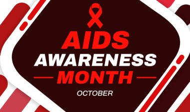 Kırmızı kurdeleli ve renkli şekilli farkındalık ayı arka plan tasarımı