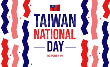10 Ekim Tayvan 'da renkli şekiller ve tipografiyle Ulusal Gün olarak kutlanır. Tayvan Vatanseverlik Günü konsepti