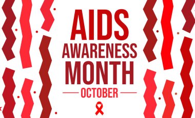 Ekim ayında AIDS farkındalık ayı, merkezde şekiller ve tipografi olan arkaplan tasarımı