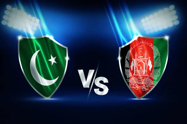 Pakistan Vs Afghanistan Cricket Match fixture with colorful glowing stadium lights and flags of both countries, wallpaper