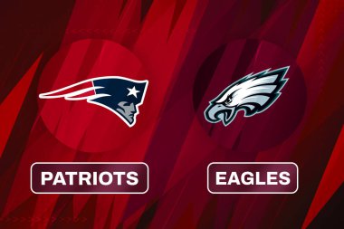 Patriots vs Eagles futbol maçı arka plan tasarımı, editoryal.