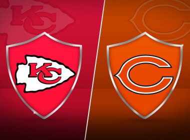 Chiefs vs Bears futbol sabitleme konsepti tasarımı renkli tasarım, editoryal spor